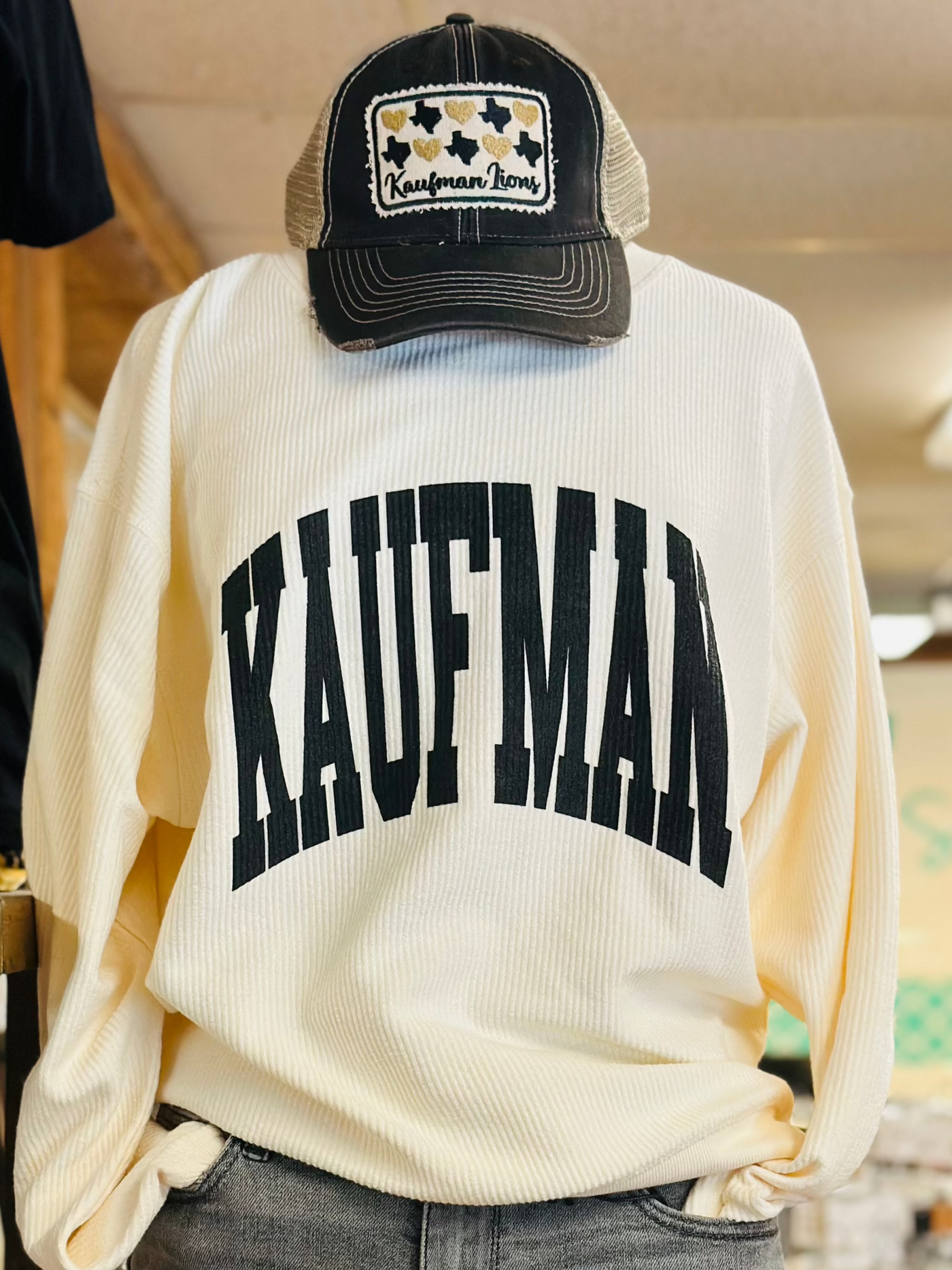 Kaufman Cream Corded Sweatshirt