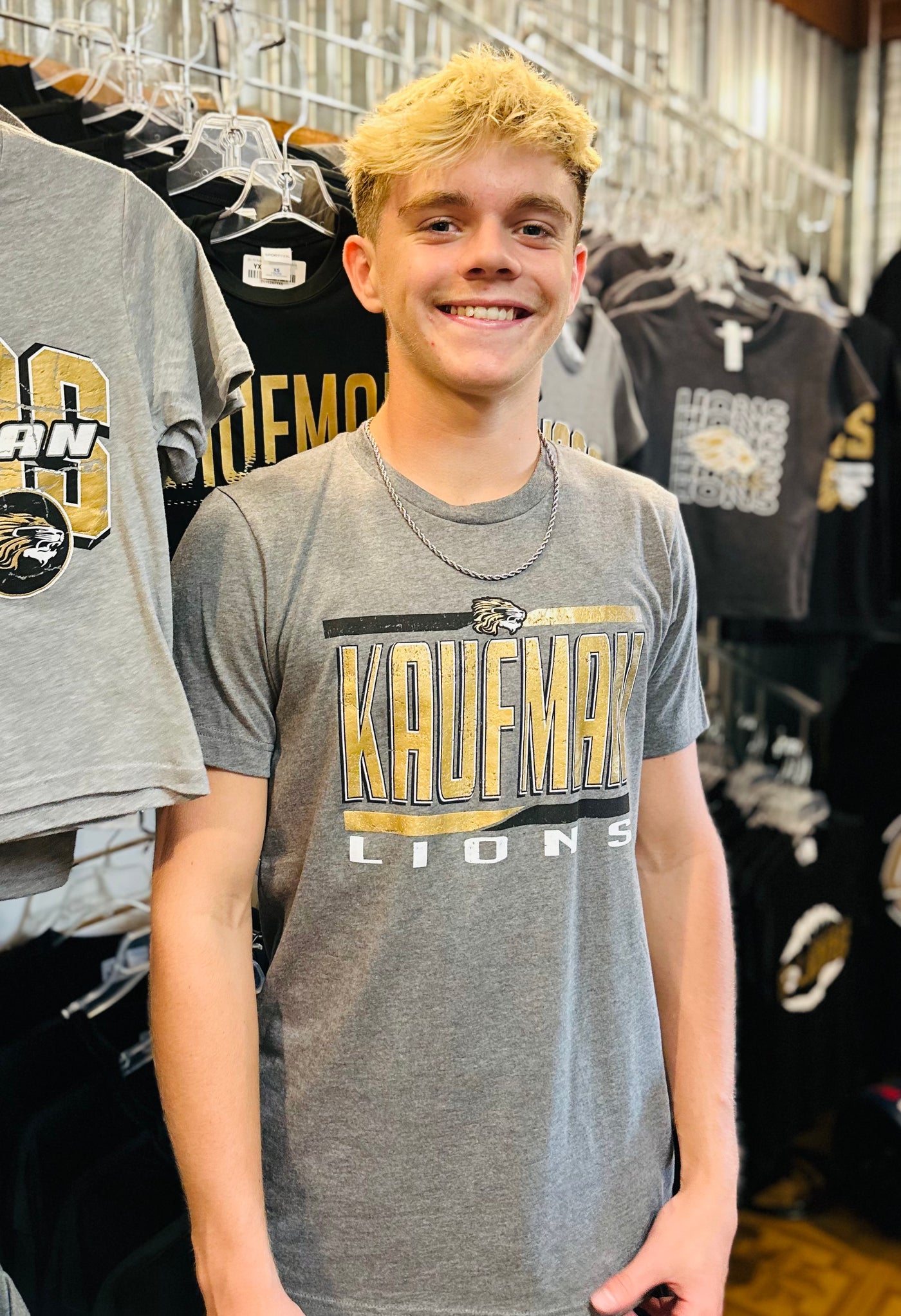 Kaufman Lions Athletic Black and Gold Tee