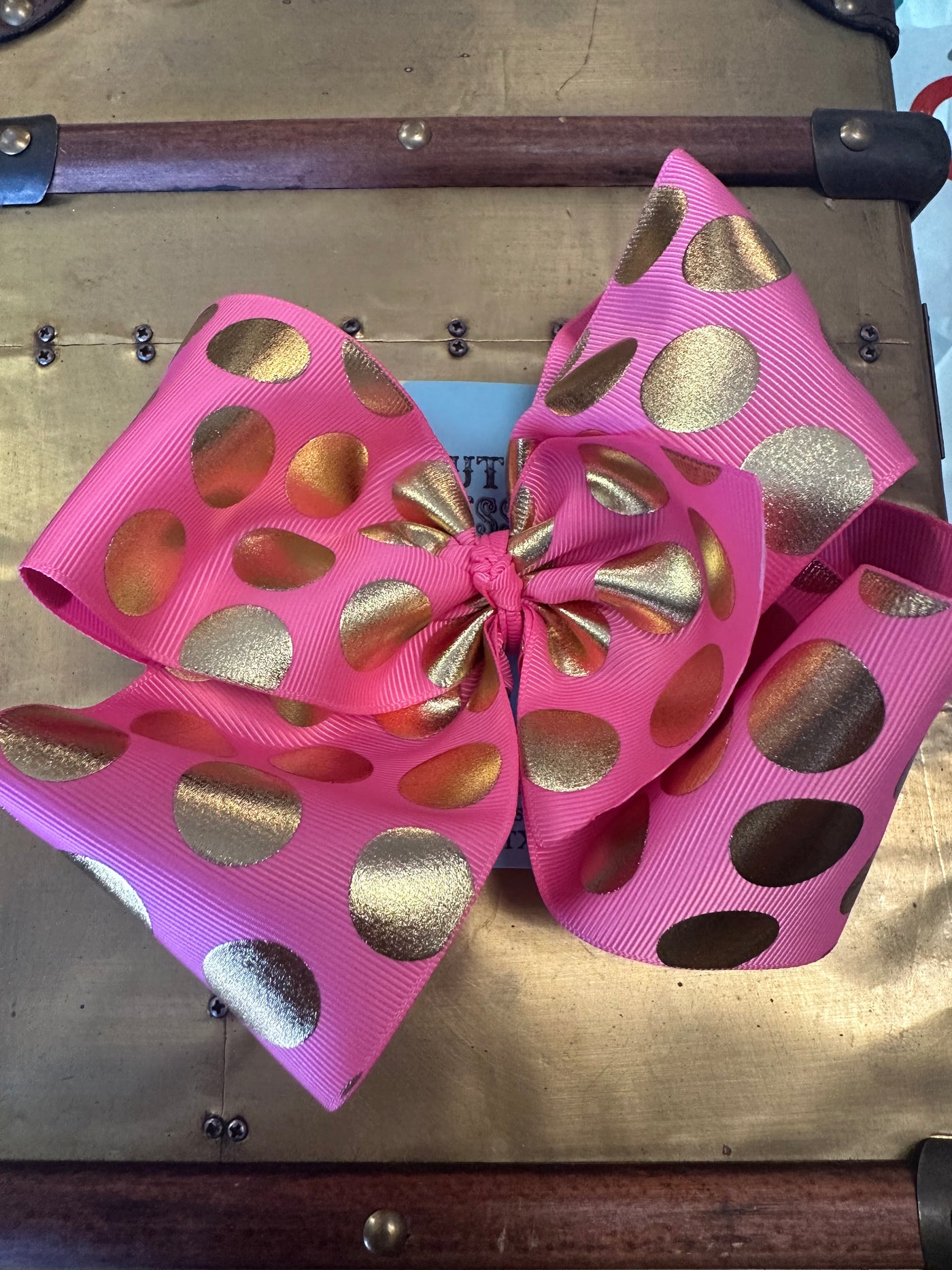 Bubblegum Pink and Gold Dots Texas Sweetheart Bow