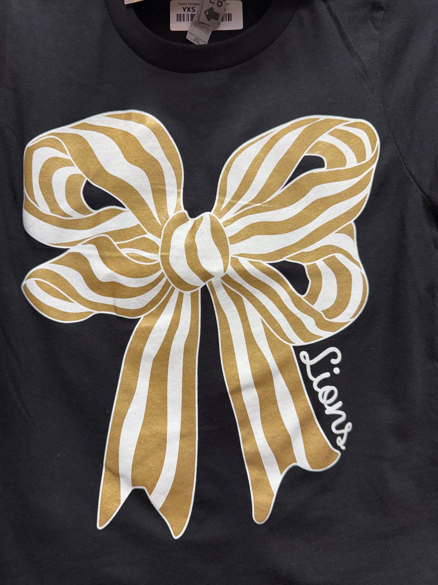 Gold Striped Bow Lions Tee