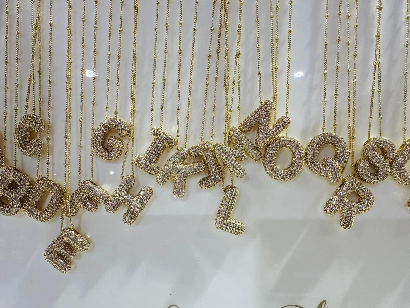 Bubble Letter Gold Necklace