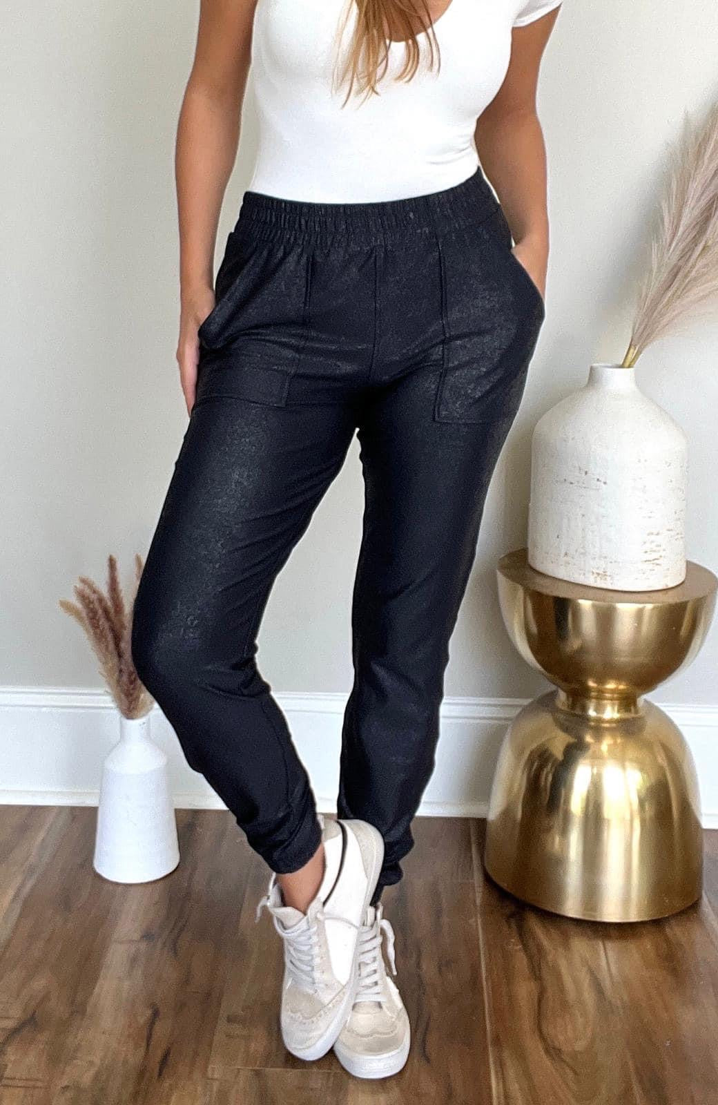 Just Relax Luxe Black Pebble Joggers