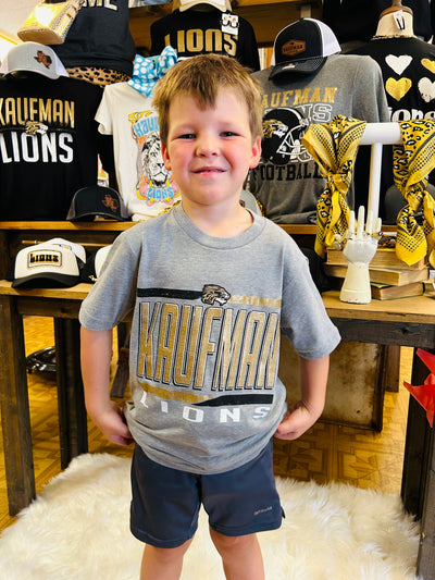 Kaufman Lions Athletic Black and Gold Tee