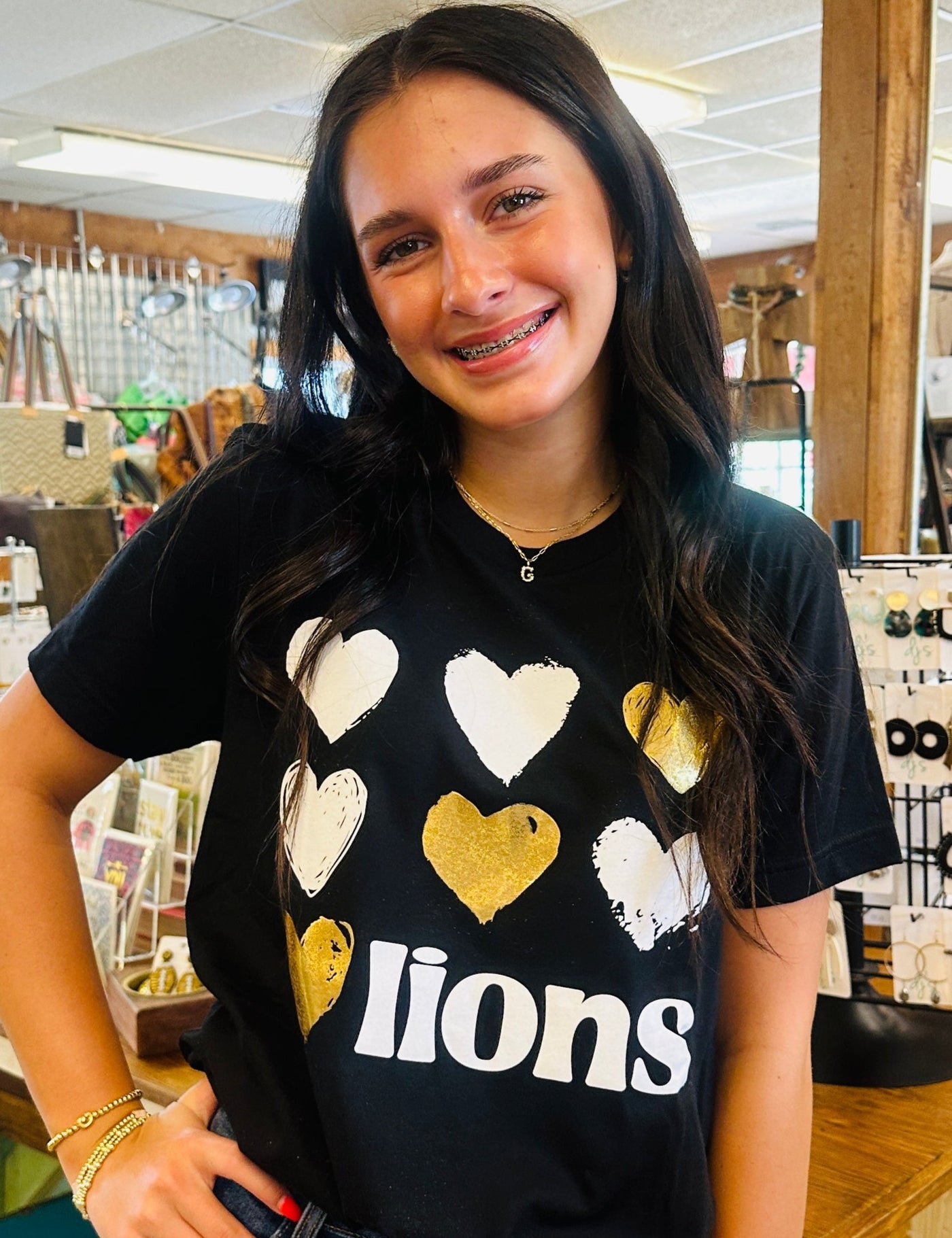 Love For the Lions Glitter Hearts Tee