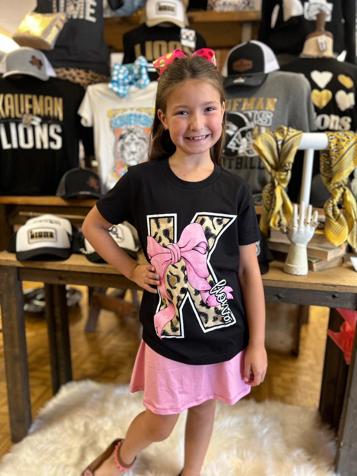 Sassy Pink Bow Lions Tee